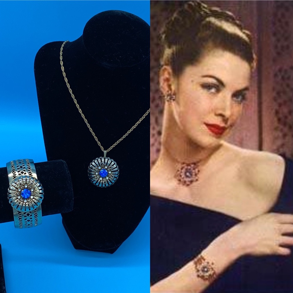 Vintage Crystal Demi-Praure Necklace Bracelet Set